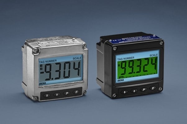 Two digital panel meters side by side, each displaying different numerical values on their screens.