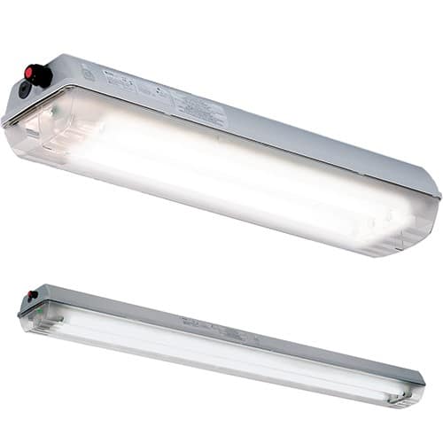 Two rectangular LED linear light fixtures with clear covers and metal housings.
